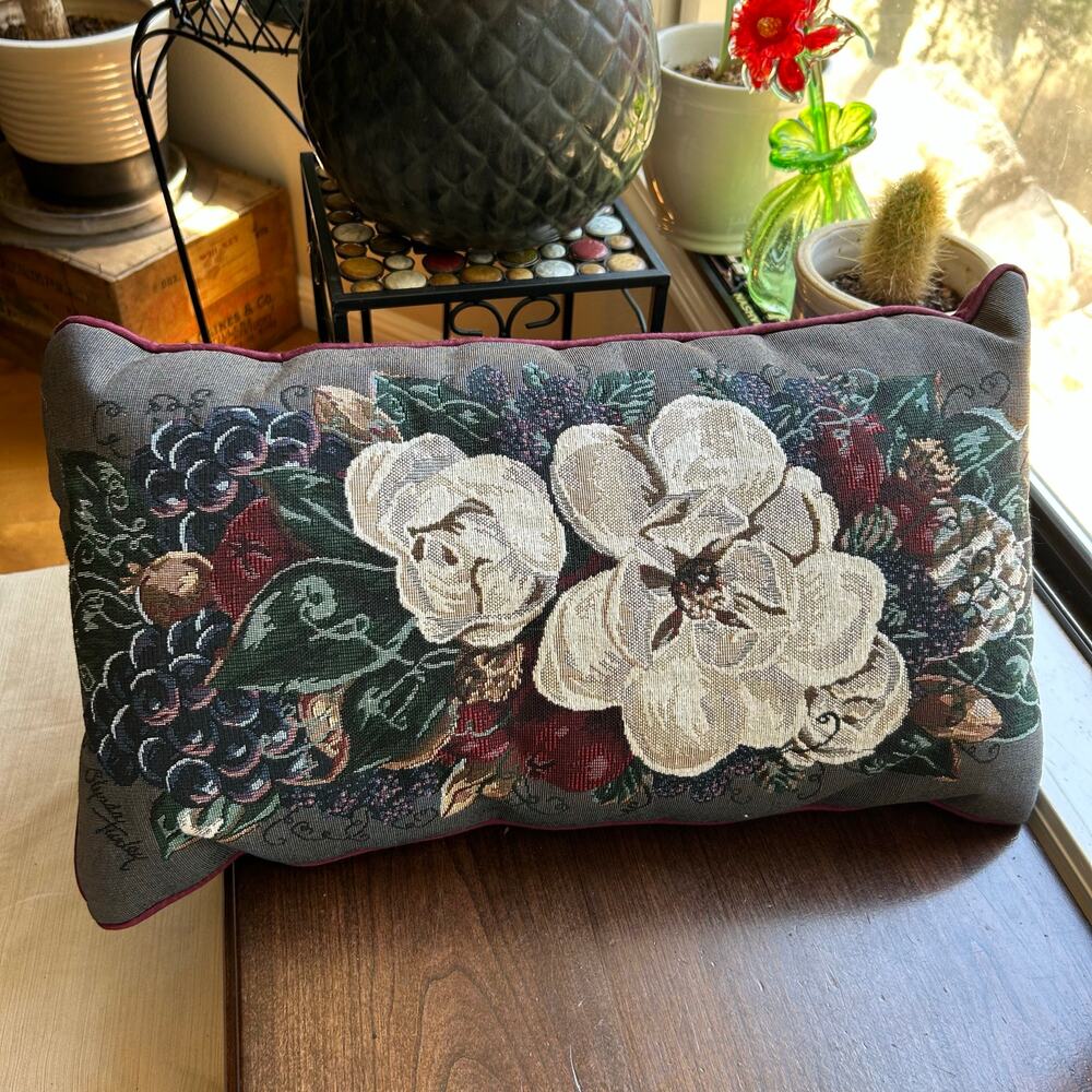 SIGNED GLYNDA TURLEY DECORATIVE Lumbar Pillow floral